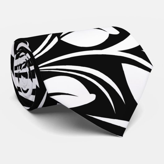 白黒スタイルの花のパターン ネクタイ (ロール)