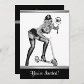 白黒スタイルピンアップガール1 招待状 (正面/裏面)