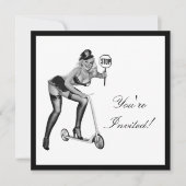 白黒スタイルピンアップガール1 招待状 (正面)