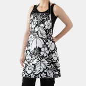 白黒スタイルフローラルパターン2 エプロン (インサイチュ)