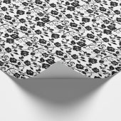 白黒スタイル化バラパターン ラッピングペーパー (角)