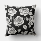 白黒スタイル化バラ クッション (裏面)