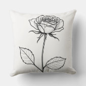 白黒スタイル化バラ クッション (裏面)