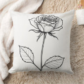 白黒スタイル化バラ クッション (ブランケット)
