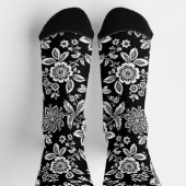 白黒スタイル化フローラ ソックス (上部)