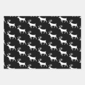 白黒スタグトナカイ ラッピングペーパーシート (正面)