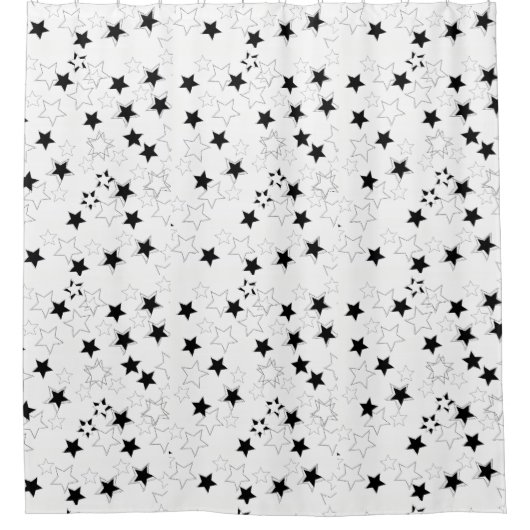 白黒スターシャワーカーテン シャワーカーテン (正面)