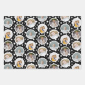 白黒スターストライプズ写真コラージュクリスマス ラッピングペーパーシート (正面)