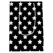 白黒スターズパターン装飾 ミディアムペーパーバッグ (裏面)