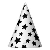 白黒スタードルズパターン誕生日 パーティーハット (左)