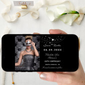 白黒スターフォトエレガントな誕生日パーティー セーブザデート