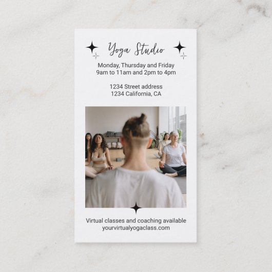 白黒スターヨガインストラクタースタジオ先生 名刺 (裏面)