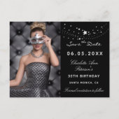 白黒スター写真の誕生日を保存 案内ポストカード (正面)