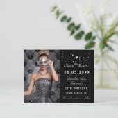 白黒スター写真の誕生日を保存 案内ポストカード (スタンド正面)