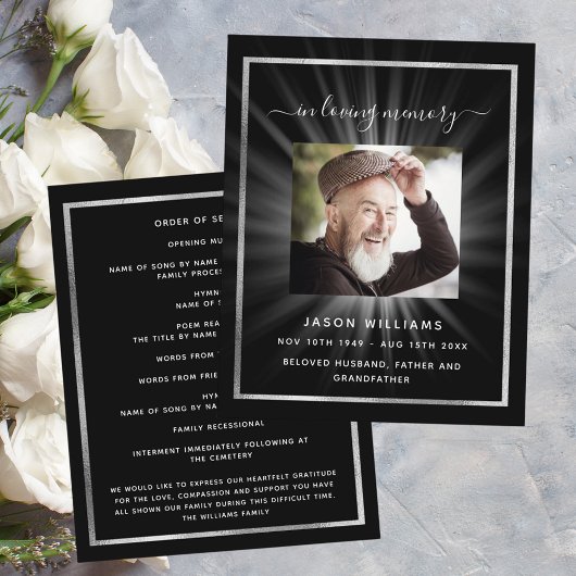 白黒スター写真葬儀プログラム