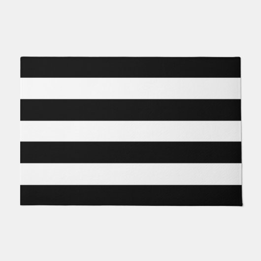 白黒スチップ屋外用敷物 ドアマット (正面)