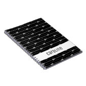 白黒スティックと点々のあるラインパターン ノートブック (右側)