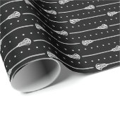 白黒スティックと点々のあるラインパターン ラッピングペーパー (ロールコーナー)