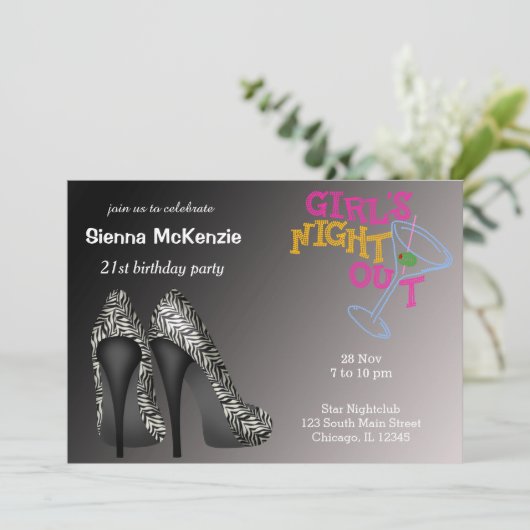 白黒スティレット誕生日 招待状 (スタンド正面)