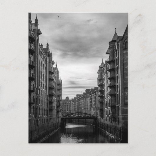 白黒ストアハウスタウンリバーブリッジ ポストカード (正面)