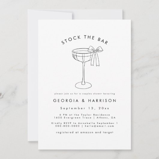 白黒ストックザバーシャワー招待状 招待状 (正面)