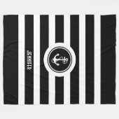 白黒ストライプいかり フリースブランケット (正面(横))