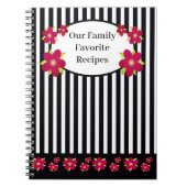 白黒ストライプおもしろいガーリー ノートブック (正面)