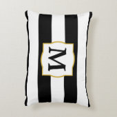 白黒ストライプが付いているカスタムなモノグラム アクセントクッション (裏面(縦))