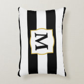 白黒ストライプが付いているカスタムなモノグラム アクセントクッション (正面(垂直))