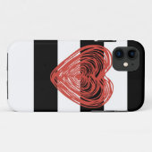 白黒ストライプが付いている赤いハート Case-Mate iPhoneケース (裏面(横))