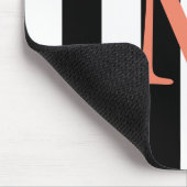 白黒ストライプでモノグラムのなマウスパッド マウスパッド (コーナー)