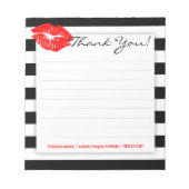 白黒ストライプとクラシックRed Lipsメモ帳 ノートパッド (正面)