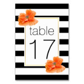 白黒ストライプとポピー結婚ズのテーブル番号 テーブルナンバー (裏面)