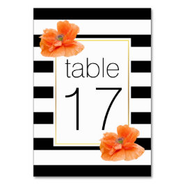 白黒ストライプとポピー結婚ズのテーブル番号 テーブルナンバー