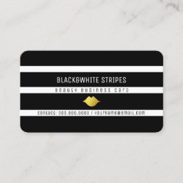 白黒ストライプと唇のモダン美しい 名刺