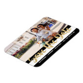 白黒ストライプと金ゴールド文字写真の保存日付 マグネット (左側)