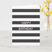 白黒ストライプなハッピーバースデーカード カード (黄色い花)