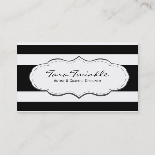 白黒ストライプな名刺 名刺 (正面)
