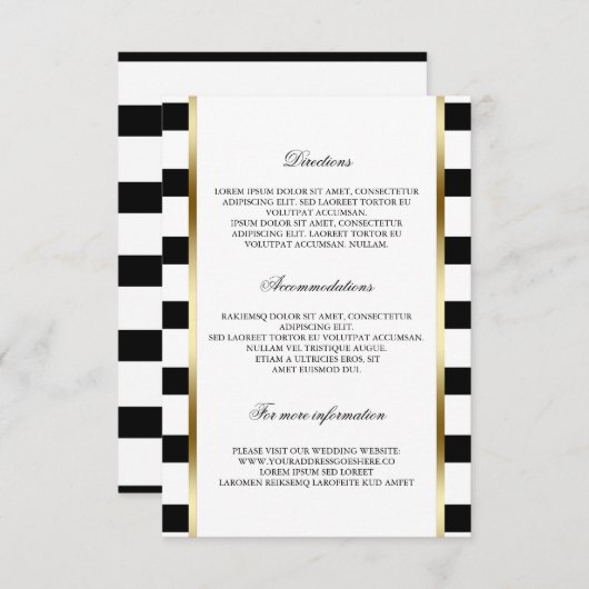 白黒ストライプな結婚式の詳細情報 エンクロージャーカード (正面/裏面)