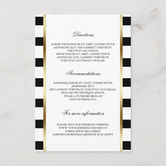 白黒ストライプな結婚式の詳細情報 エンクロージャーカード (正面)
