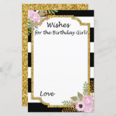 白黒ストライプのが誕生日の女の子を願う (正面/裏面)