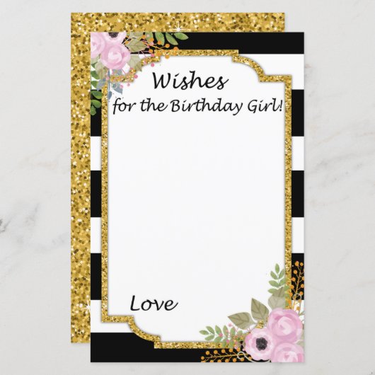 白黒ストライプのが誕生日の女の子を願う (正面/裏面)