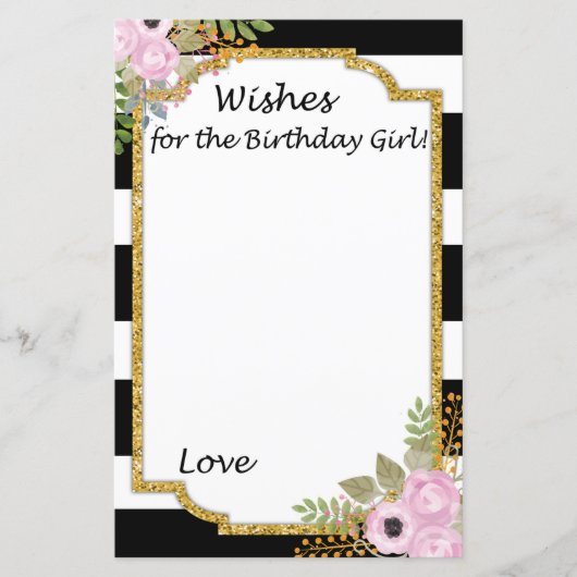 白黒ストライプのが誕生日の女の子を願う (正面)