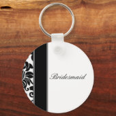 白黒ストライプのとグレーのダマスクのウェディングセット キーホルダー (正面)