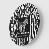 白黒ストライプのなシマウマのジャングルのテーマ ラージ壁時計 (傾斜)