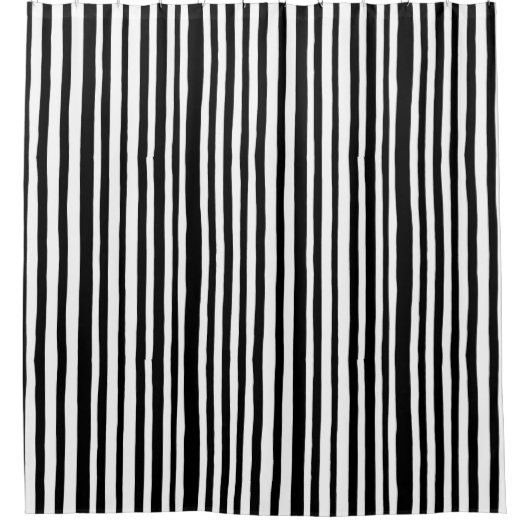 白黒ストライプのなシャワー・カーテン シャワーカーテン (正面)