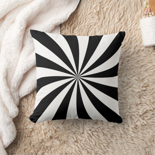 白黒ストライプのなスターバストの枕 クッション (ブランケット)