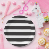 白黒ストライプのなパーティーのプレート ペーパープレート (パーティー)