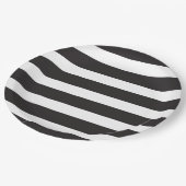 白黒ストライプのなパーティーのプレート ペーパープレート (アングル)