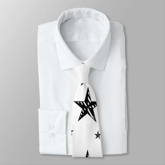 白黒ストライプのな星 ネクタイ (タイ)